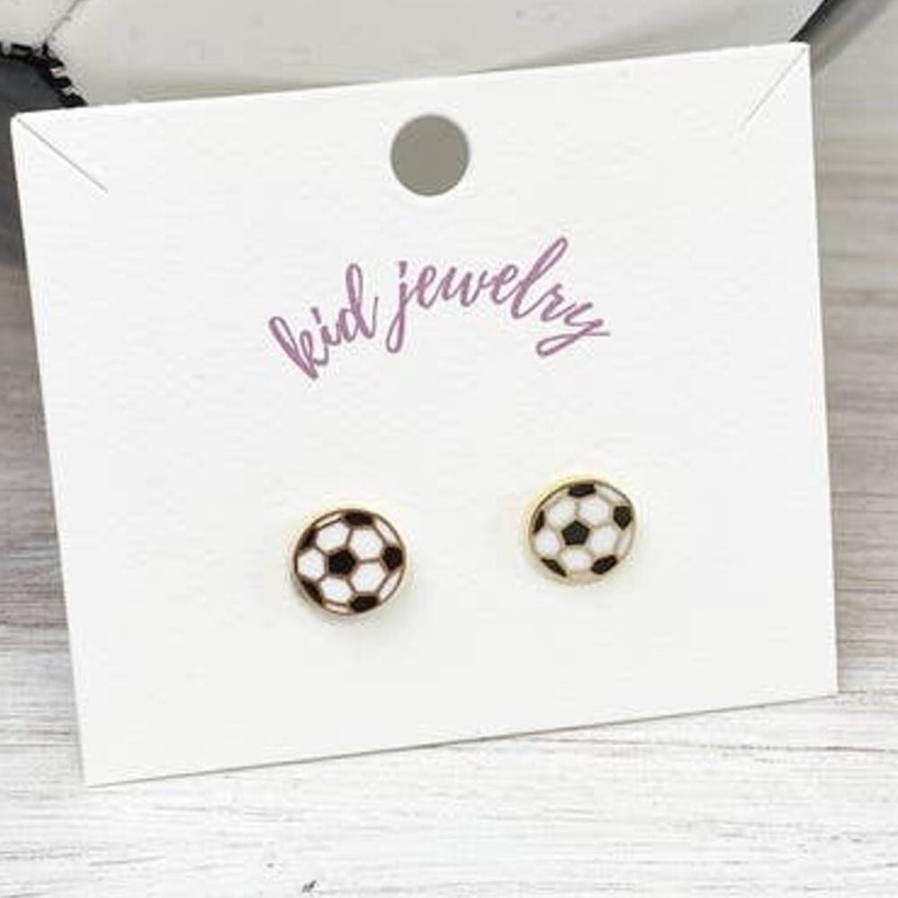 Kids Soccer Clip On Stud Earrings